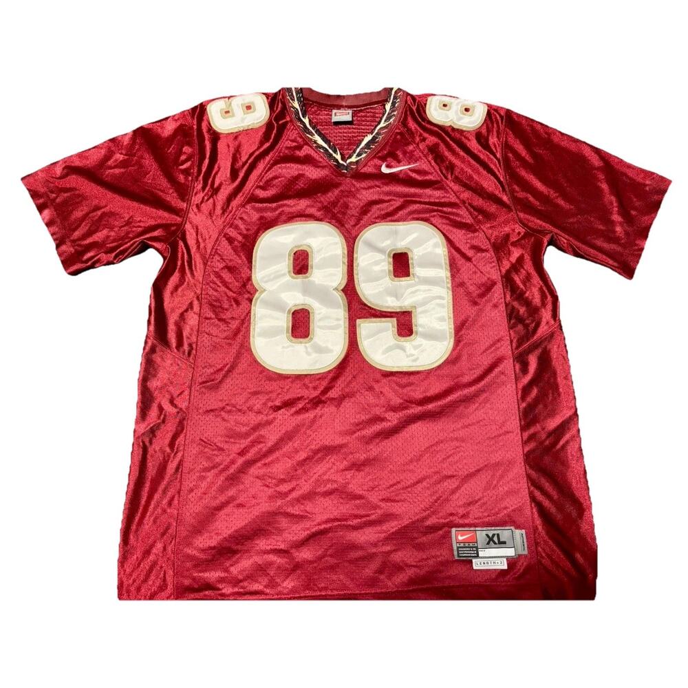 FLORIDA STATE SEMINOLES 89 Men Garnet Sewn Football Jersey XL Length +2 Nike